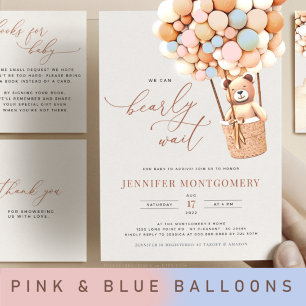 Pink & Blue Bear Balloons Favour Box