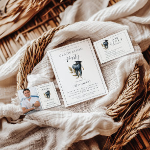 Blue Laurel Tooth Graduation Party Invitation