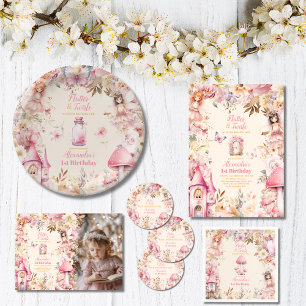 Magical Fairy Floral Garden Pixie 1st Birthday Wrapping Paper