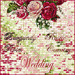 Burgundy Red Rustic Roses Floral Country Wedding Save The Date