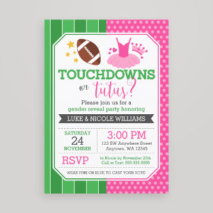 Touchdowns or Tutus Gender Reveal Party Invitation