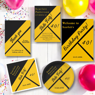 Elegant Black And Gold Luxury Chic 40th Birthday Invitation