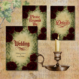 gothic medieval antique vintage rose wedding  invitation