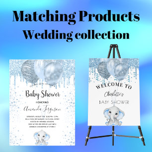 Budget Baby Shower elephant boy blue white