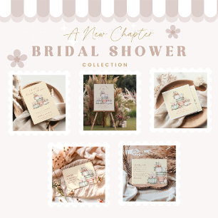 A new chapter begins bridal shower blue books invitation