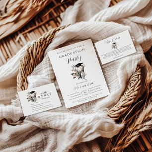 Elegant Kintsugi Floral Dental Graduation Invitation