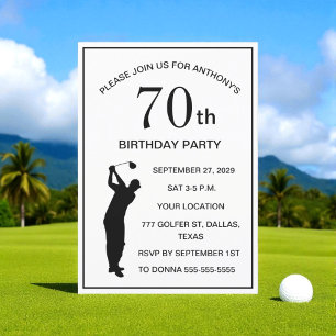 70th Birthday Party Golfer Purple Par Ladies Golf Invitation