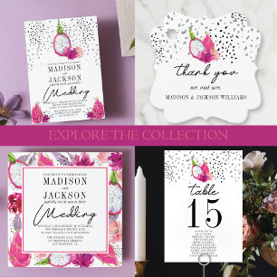 Pitaya Dragon Fruit Elegant Wedding RSVP Card