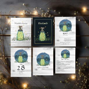 Rustic Bokeh Mouse Firefly Mason Jar Shower Invita Invitation