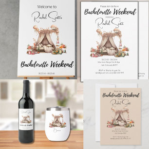 Boho Pink Glamping Bachelorette Party Weekend  Invitation
