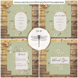 Rustic Wildflower Frame Sage Green Details Enclosure Card