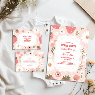 Cute Berry Sweet Pink Coquette Diapper Raffle  Enclosure Card