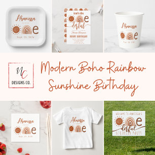 Modern Boho First Trip Around the Sun 1st Birthday Invitation
