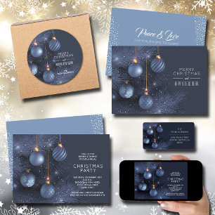 Blue Ornaments Return Address Label