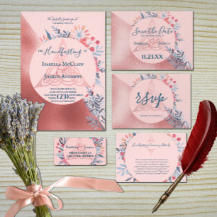 Pink Pearl Watercolor Floral Pagan Handfasting Announcement
