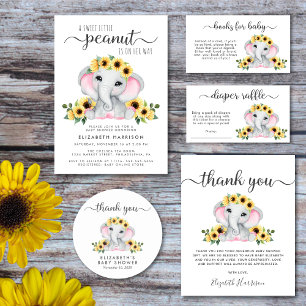 Elephant Sunflowers Baby Girl Shower Napkin