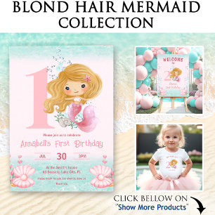 Little Mermaid Blonde Hair Pink Girl  Wrapping Paper