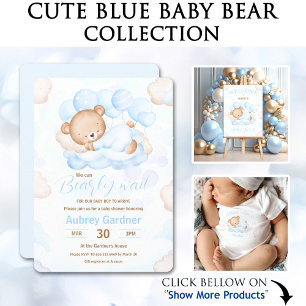 We Can Bearly Wait Boy Baby shower Guest Book