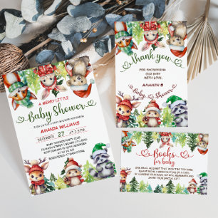 A Merry Little Christmas Animals Baby Shower Invitation