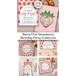 Strawberry 1st Birthday Party Berry First Paper Plate