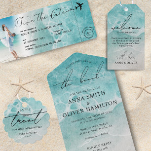 Ocean Beach Photo Boarding Pass Save The Date