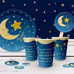 Navy Blue Gold Twinkle Little Star Paper cup