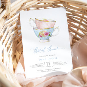 Elegant Flower Tea Bridal Brunch Recipe For Bride  Invitation