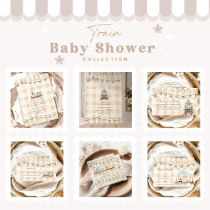 Neural Watercolor Train Baby Shower Invitation