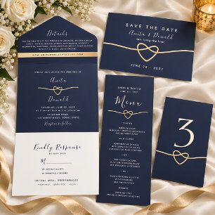 Navy Gold Heart Sweet Thank You Wedding Favour Classic Round Sticker