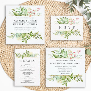 Wild Green Foliage Wedding Details Information Enclosure Card