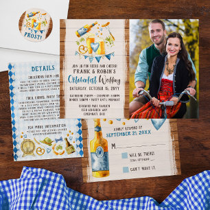 Oktoberfest Wedding Rustic Bavarian Beer RSVP Card