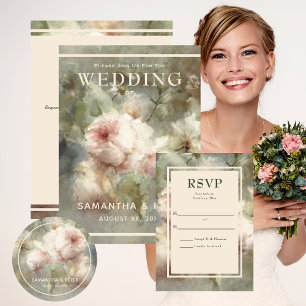 Elegant Antique Roses, Wedding  Classic Round Sticker