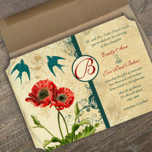 Orange Poppies Wedding Invitation