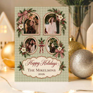 Coquette English Country Gingham Christmas Rubber Stamp