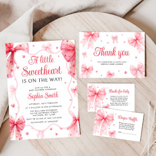 Little Sweetheart Pink Bow Diaper Raffle Enclosure Card