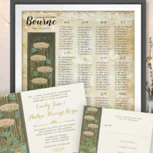 Blue and Yellow Art Deco Iris Wedding Invitation