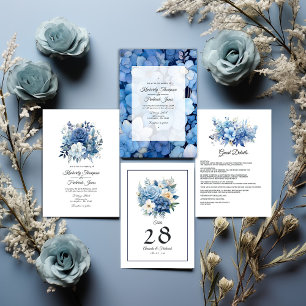 Dusty Blue Coloured Floral Wedding Table Number