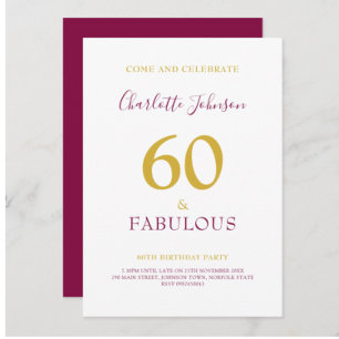 Elegant 60 and Fabulous Photo 60th birthday Invitation
