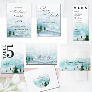 Frosty Fairytale Snowy Snowflakes Winter Wedding RSVP Card