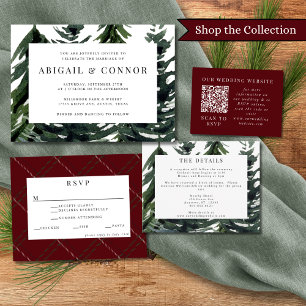 Rustic Forest Tartan Plaid Red Black Green White Invitation