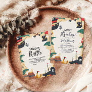 Nautical Pirate Ship Ahoy It's a Boy Baby Shower Invitation