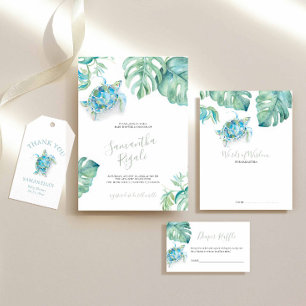 Tropical Sea Turtle Baby Shower Advice Cards