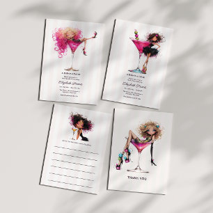 Bride in a Tini Bit Pink Martini Bachelorette Invitation