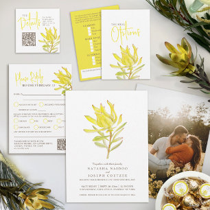 Yellow leucadendron tulip Wedding meal options  RSVP Card