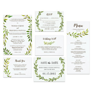 Rustic Watercolor Greenery Wedding Invitation Card