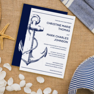 Nautical Sketch Anchor Wedding Invitation