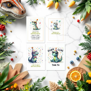 Modern Three-Rex Dinosaur Birthday Party Acrylic Invitations