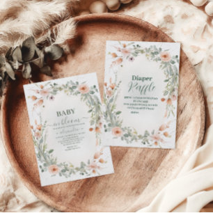Elegant Blush Floral Baby in Bloom Shower Invitation