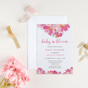 Baby in Bloom Baby Shower Pink Floral Watercolor