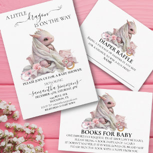 Diaper Raffle Baby Shower Dragon Pink Enclosure Card